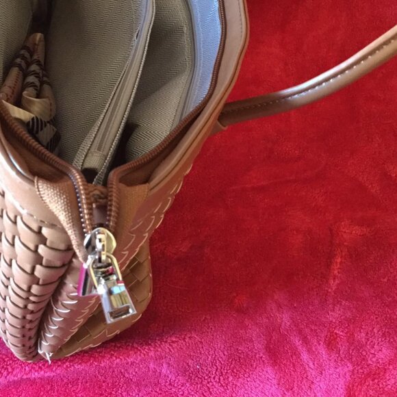 Neiman Marcus Handwoven Vegan Leather Shoulder Tote Bag - Picture 5 of 5